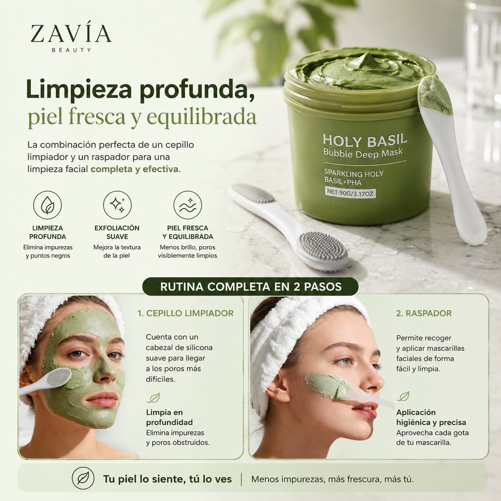 Mascarilla Facial Holy Basil de Arcilla con Efecto Burbujeante