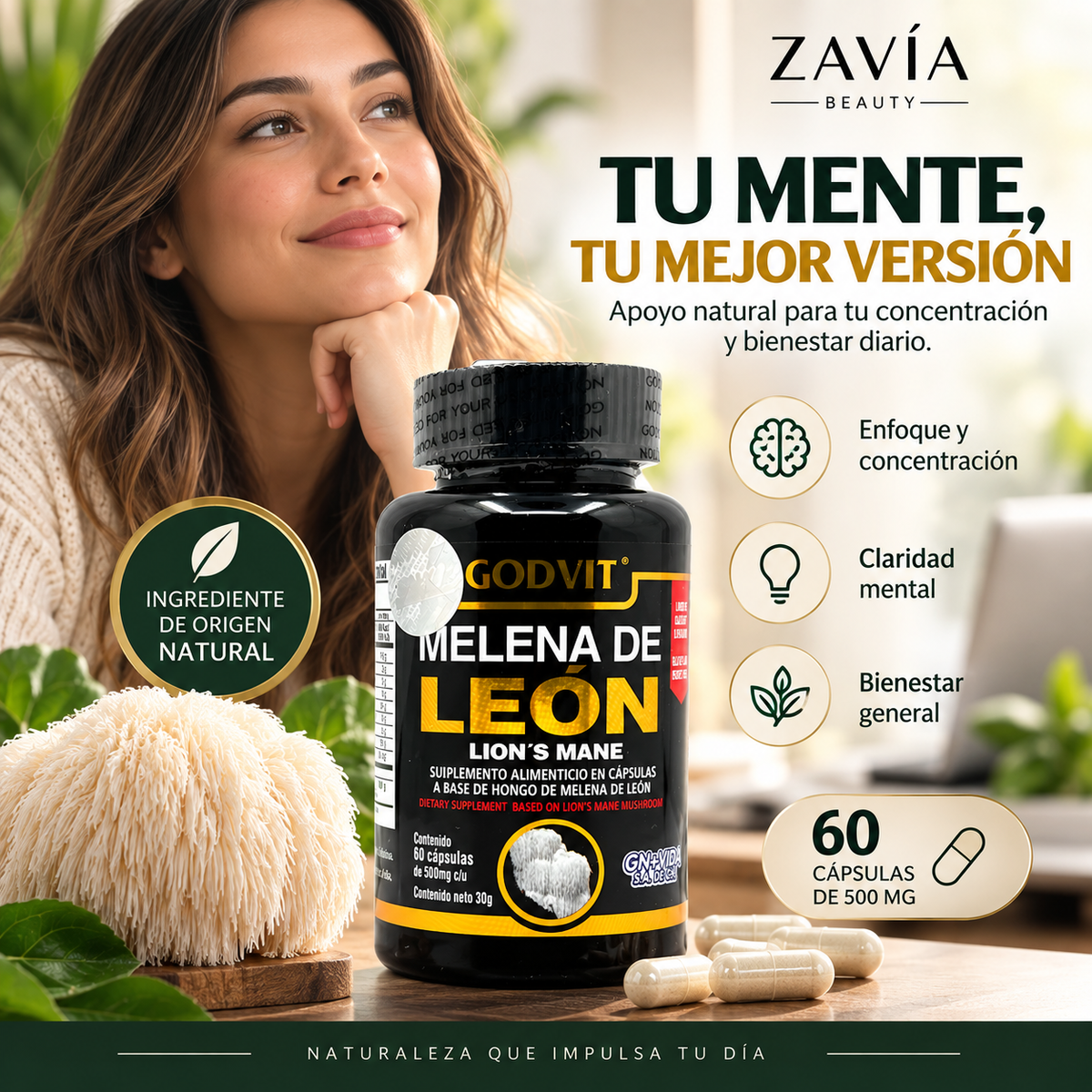 Melena de León Godvit 500 mg · 60 Cápsulas
