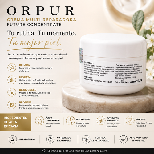 Crema Multirreparadora Orpur con Colágeno, Niacinamida y Vitamina E