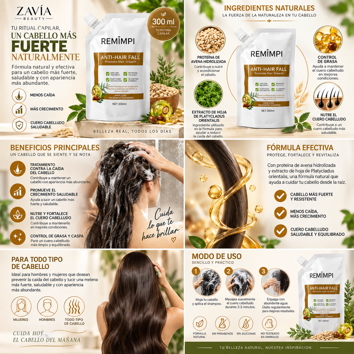 REMIMPI Shampoo Anticaída · Cuidado Capilar 300 ml