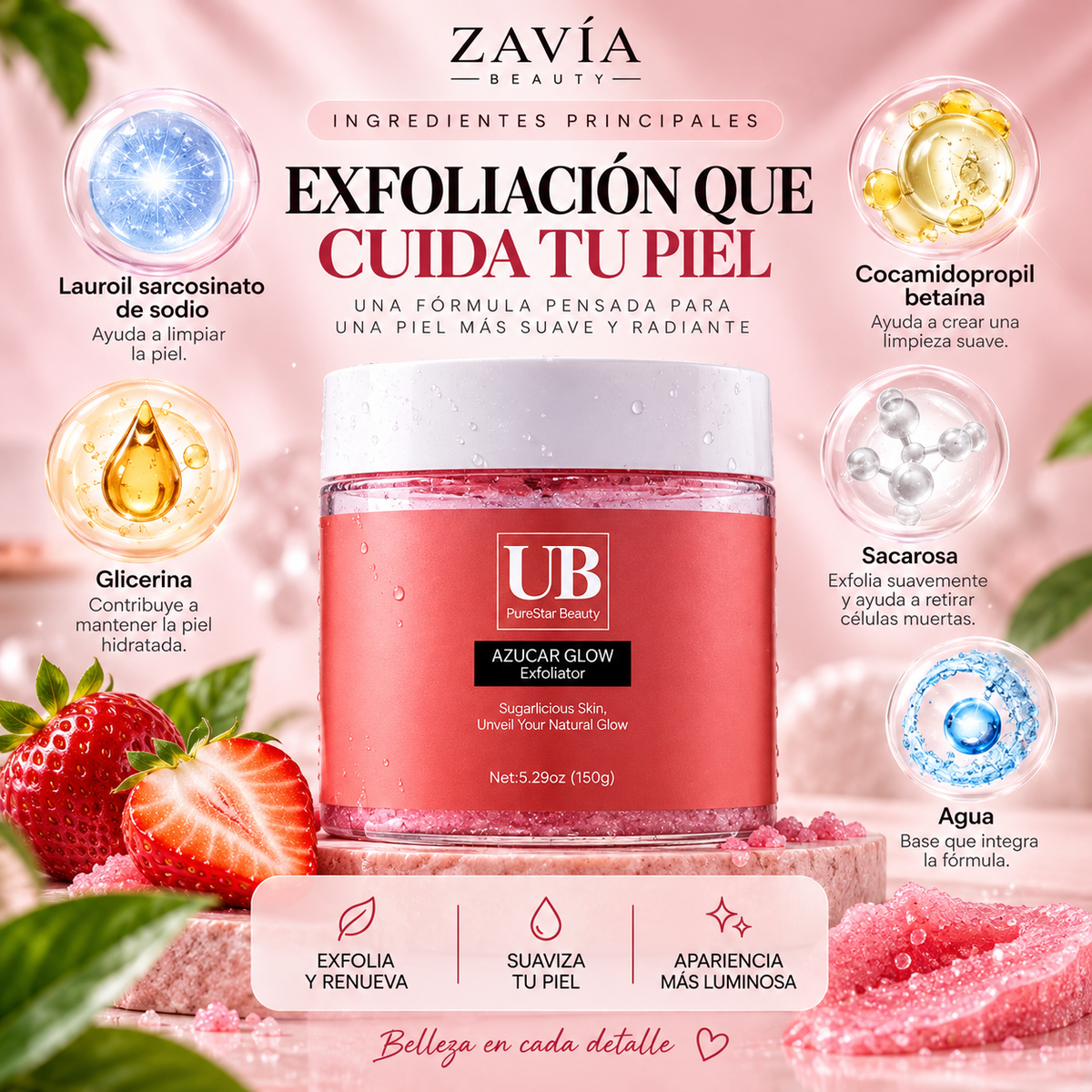 Exfoliante Corporal Hidratante de Fresa · 150 g