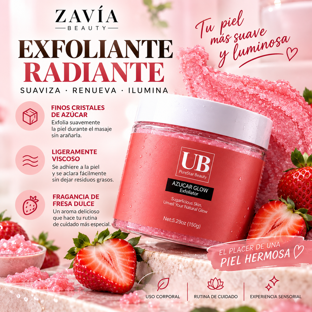 Exfoliante Corporal Hidratante de Fresa · 150 g