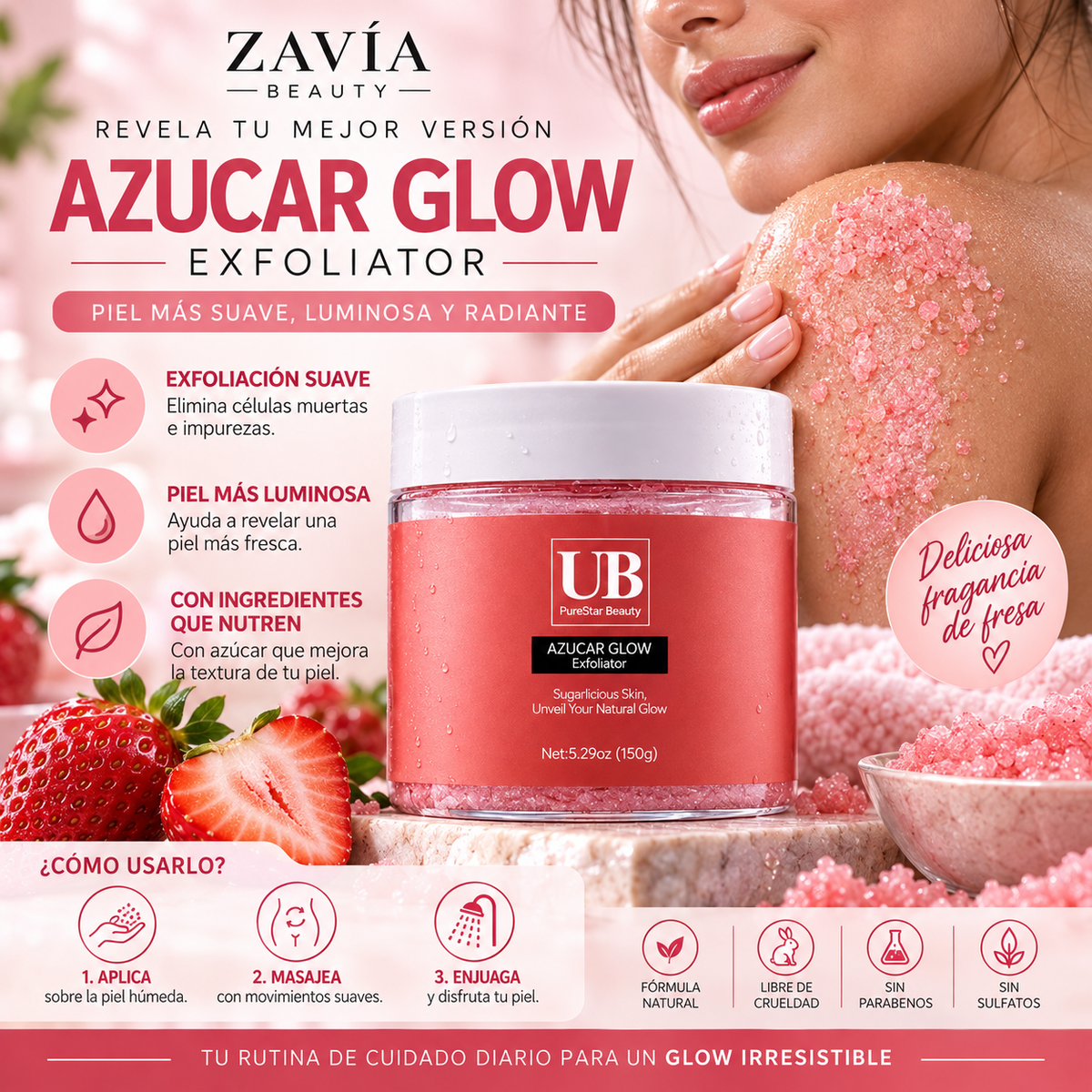 Exfoliante Corporal Hidratante de Fresa · 150 g