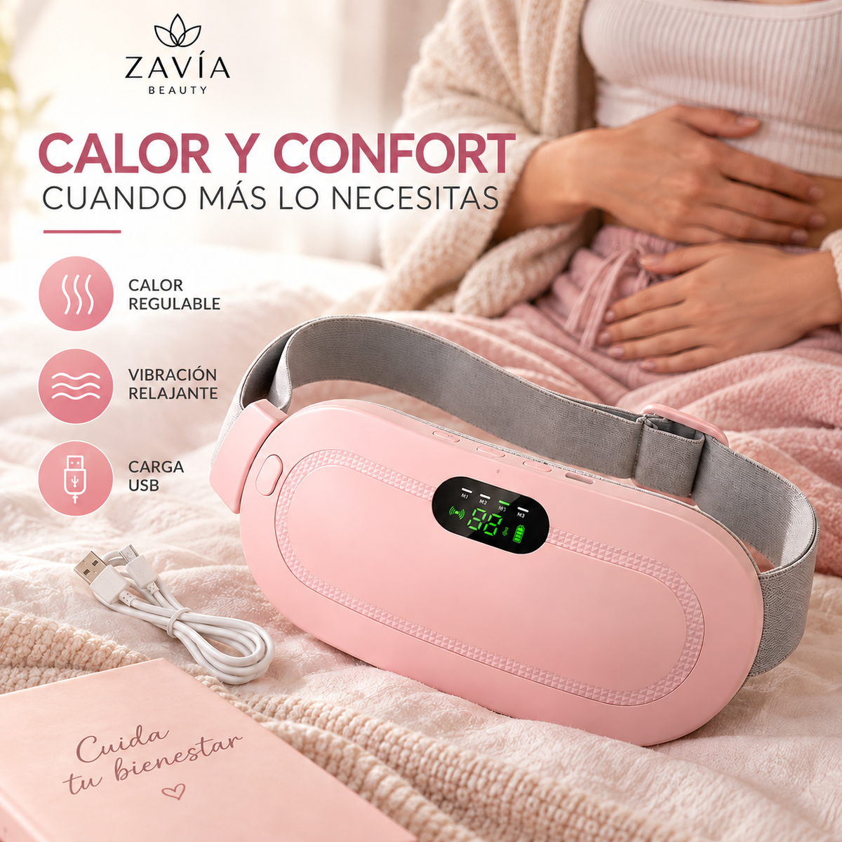 Almohadilla Térmica para Cólicos con Vibración | ZAVÍA BEAUTY