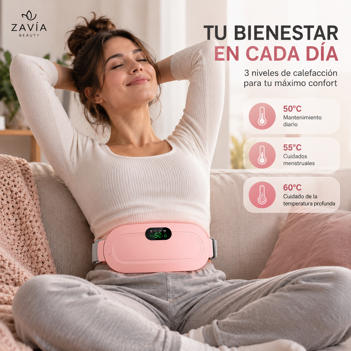 Almohadilla Térmica para Cólicos con Vibración | ZAVÍA BEAUTY