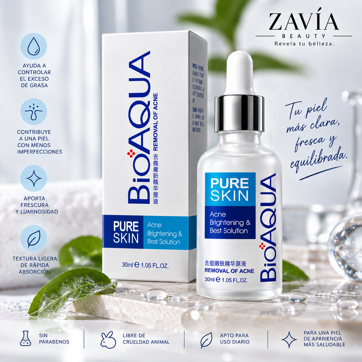 Sérum Facial BIOAQUA Pure Skin Antiacné 30 ml