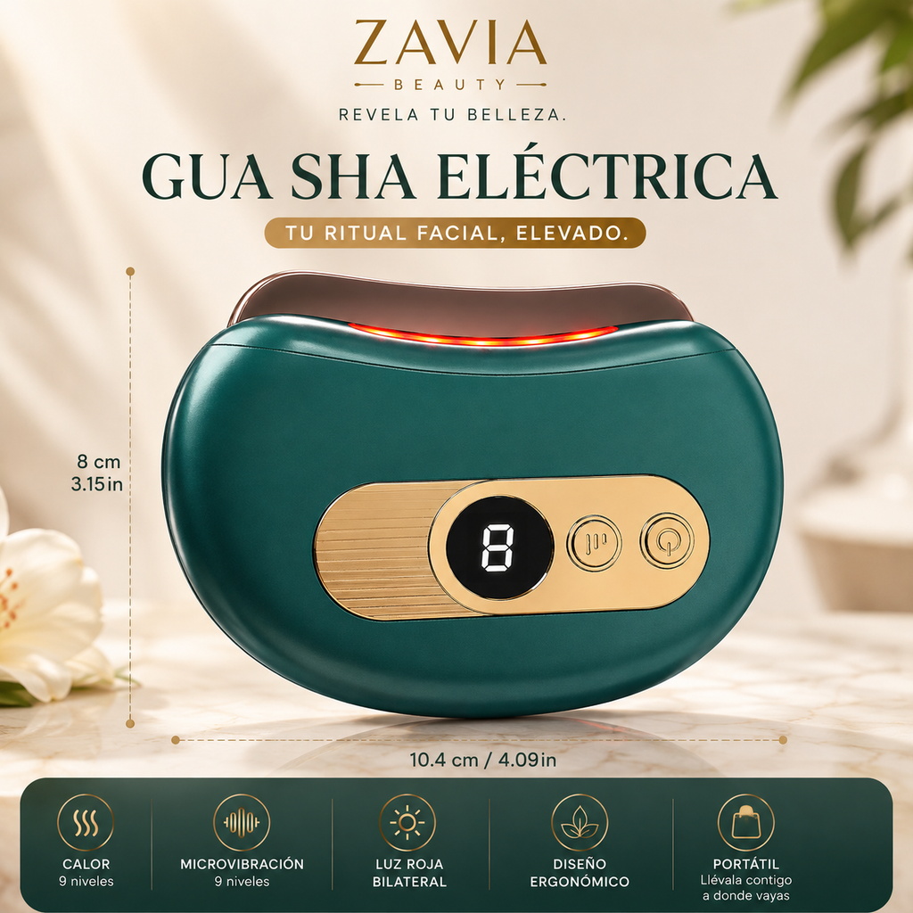 Gua Sha Eléctrica Facial · Calor, Vibración y Luz Roja