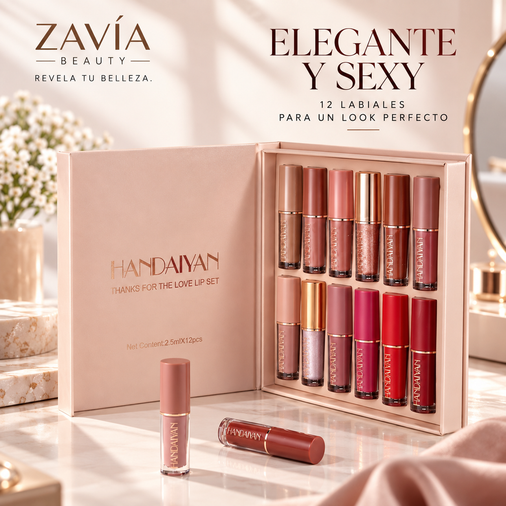 Set de 12 Labiales Líquidos Mate HANDAIYAN