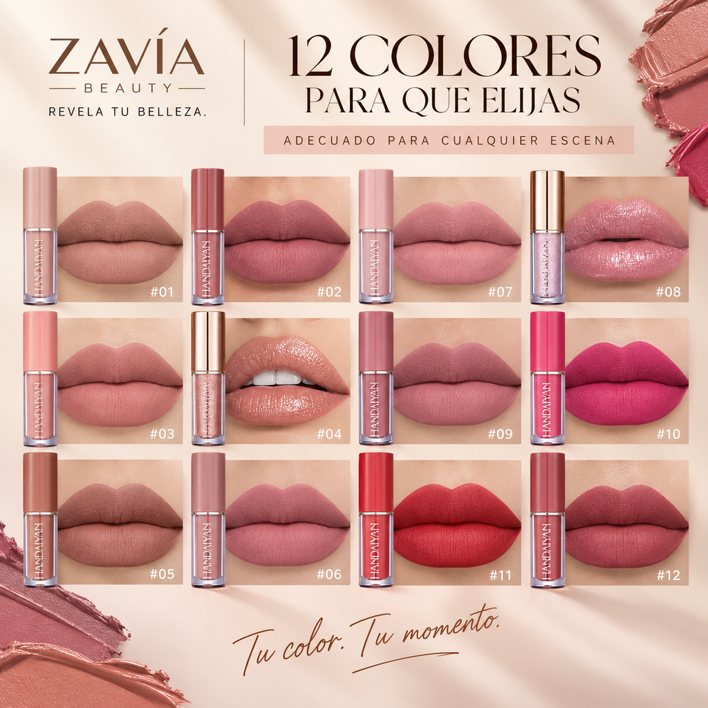 Set de 12 Labiales Líquidos Mate HANDAIYAN